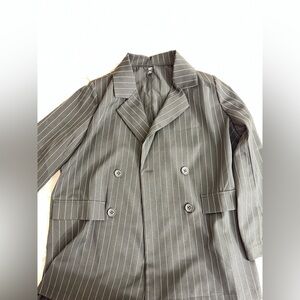 Gray Pinstripe Double-Breasted Blazer
